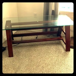 Furniture cherry wood glass top set